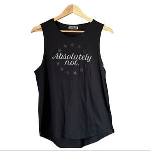 Chrldr Black Tank Size Small White Graphic Absolutely Not with Stars